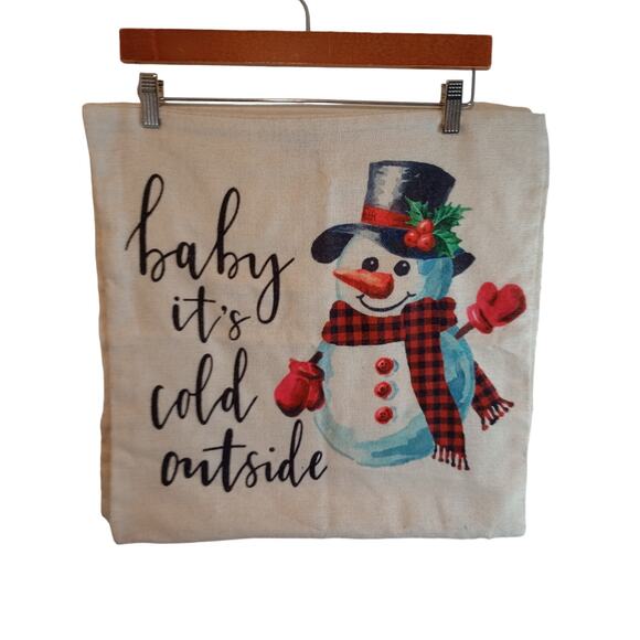 Christmas Holiday Decorative Pillow Covers Set of 4 Trees Santa Snowman Merry - Picture 3 of 5